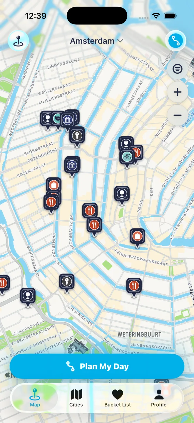 STRLL map with missions in Amsterdam
